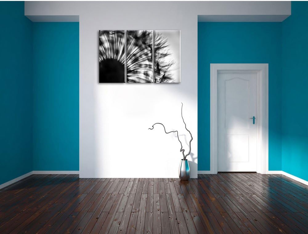 Pixxprint Pusteblume vor Hintergrund als Leinwandbild/Grösse: 3 Teilig (120x80) cm/Wandbild/Kunstdru