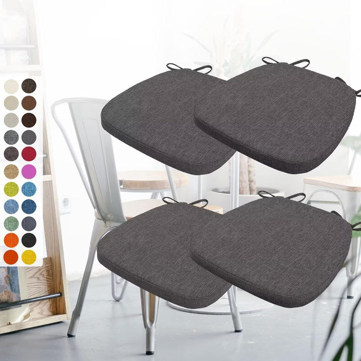 4er Set Stuhlkissen 40x38x3 cm mit Bändern,Waschbare Sitzkissen rutschfest,Stuhlauflage Stuhlpolster