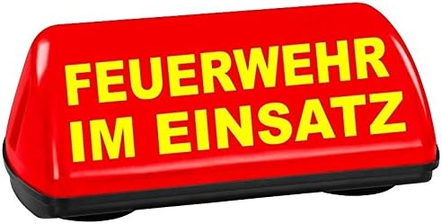 PACO KFZ Dachaufsetzer Speed leuchtrot Feuerwehr im Einsatz TÜV geprüft bis 240 km/h Textfarbe gelb
