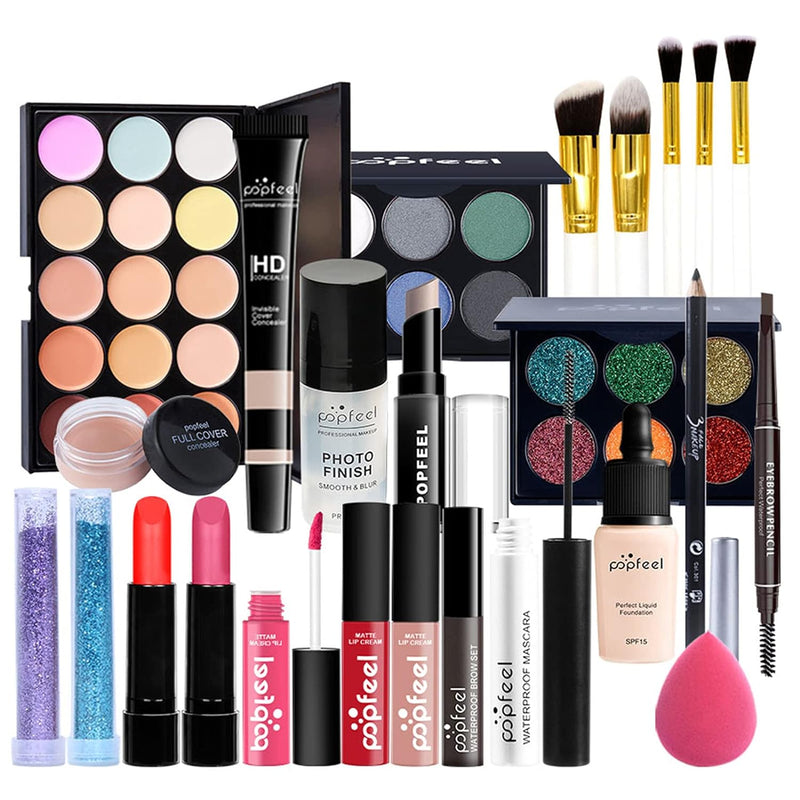 25St Schminkkasten Make-Up Set, Professionelles Kosmetische Schmink Set mit Lidschatten Lippengloss