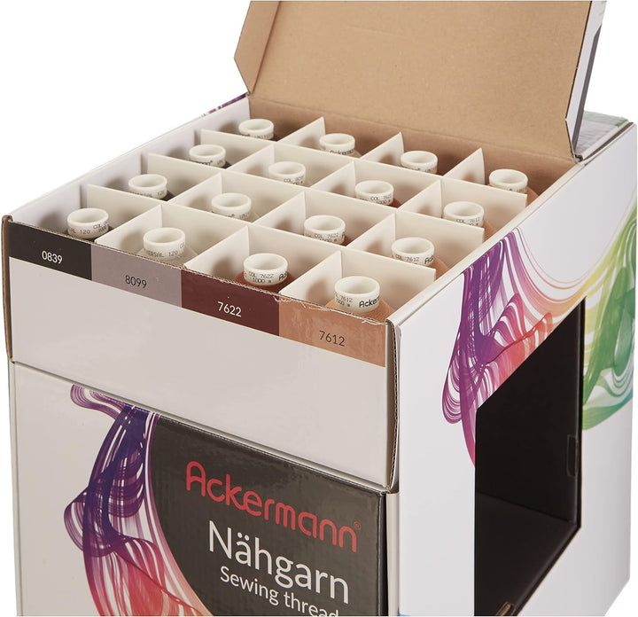 Ackermann Overlock Nähgarn-Box Universal Nähgarn, Stärke 120, 64x 1.000m (Kone) Sortiment, Farbenmix