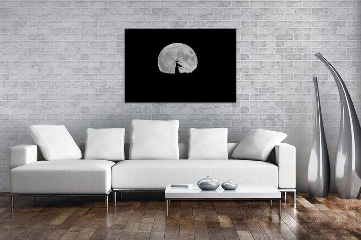 deyoli düsterer Samurai Format: 80x60 Effekt: Schwarz&Weiss als Leinwandbild, Motiv fertig gerahmt a