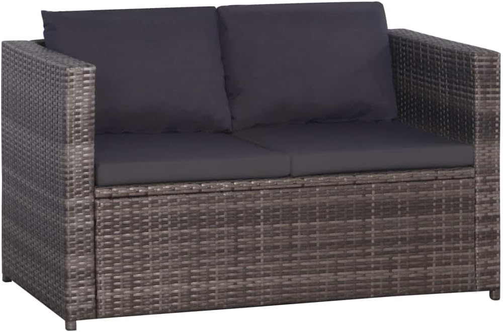 tidyard Garten-Sofagarnitur 11-TLG. Poly Rattan Sofagruppe Grau, inkl 1 Tisch + 2 Sofabank +4 Sitzpo