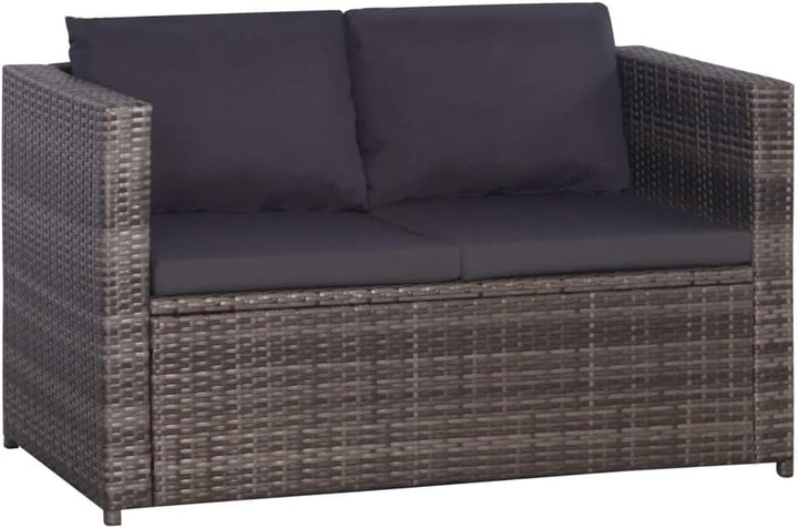 tidyard Garten-Sofagarnitur 11-TLG. Poly Rattan Sofagruppe Grau, inkl 1 Tisch + 2 Sofabank +4 Sitzpo