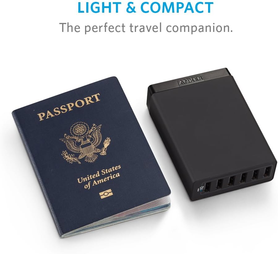 Anker PowerPort 6 (60W 6-Port USB Ladegerät) Family-Sized Desktop Ladeadapter mit PowerIQ Technologi