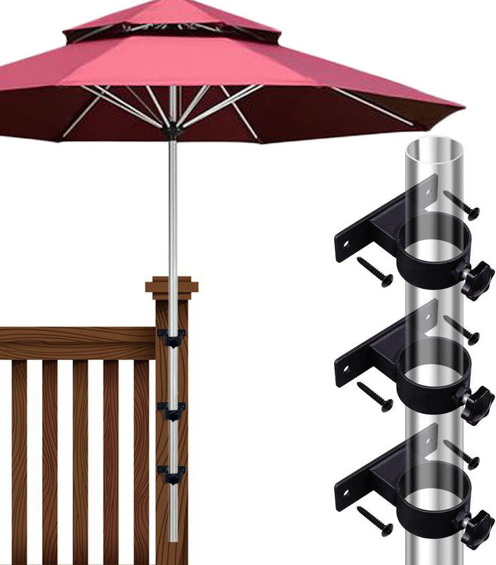 VANROUG Terrassen-Schirmhalter für den Aussenbereich, Klemmhalterung für Deckgeländer, Zäune, Balkon
