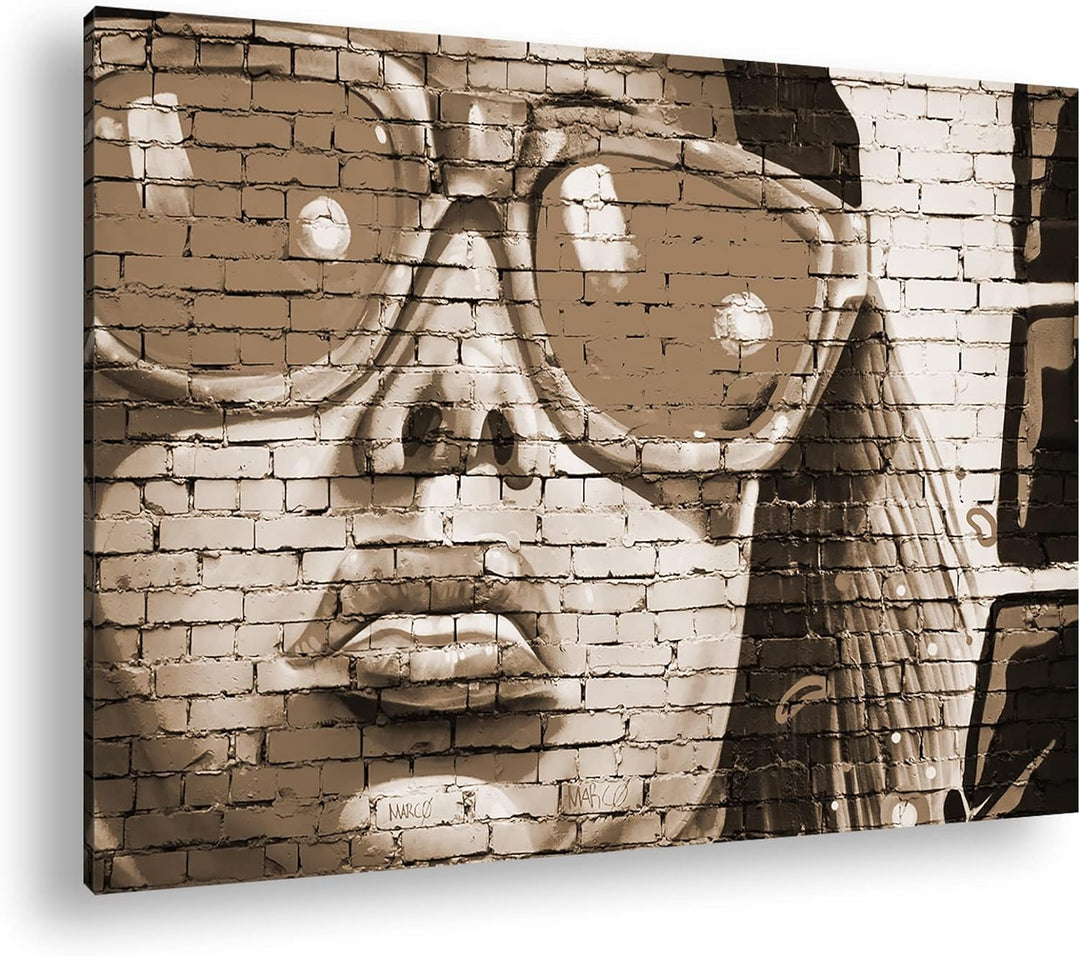 deyoli Grafiti Fau mit Sonnenbrille Format: 80x60 Effekt: Sepia als Leinwandbild, Motiv fertig gerah