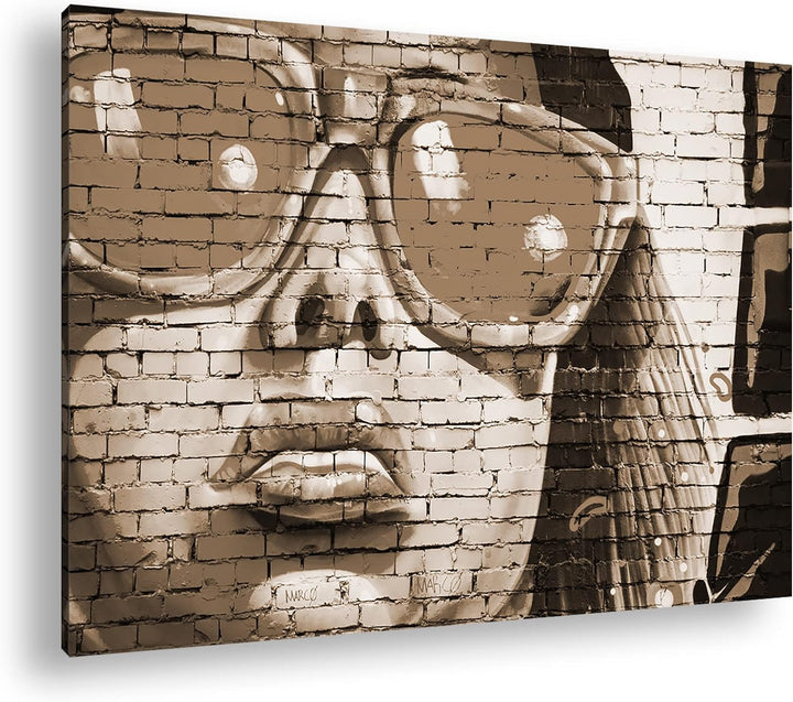 deyoli Grafiti Fau mit Sonnenbrille Format: 80x60 Effekt: Sepia als Leinwandbild, Motiv fertig gerah