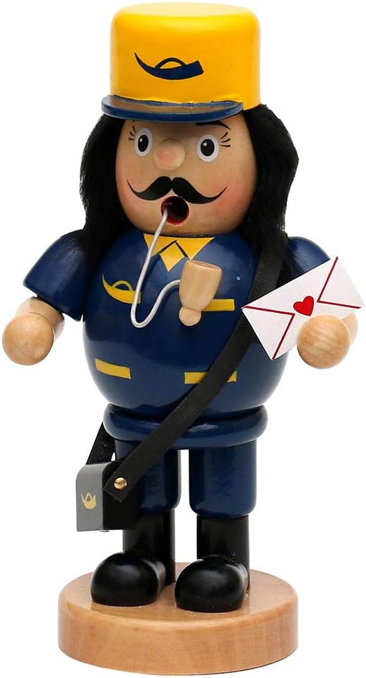 Dekohelden24 Holz Räuchermann Postbote, L/B/H: 9,5 x 8 x 19 cm., 521394-19-Post 19 cm Postbote, 19 c