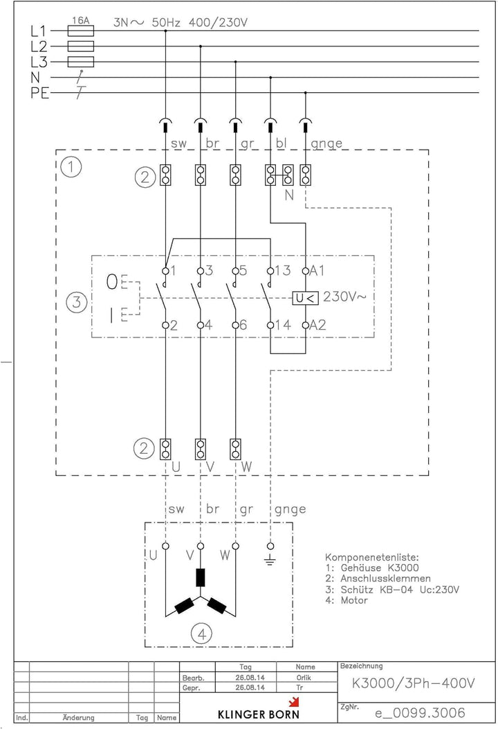 Starter Schalter K3000 3Ph 400V/4,0kW Unterspannungsauslösung