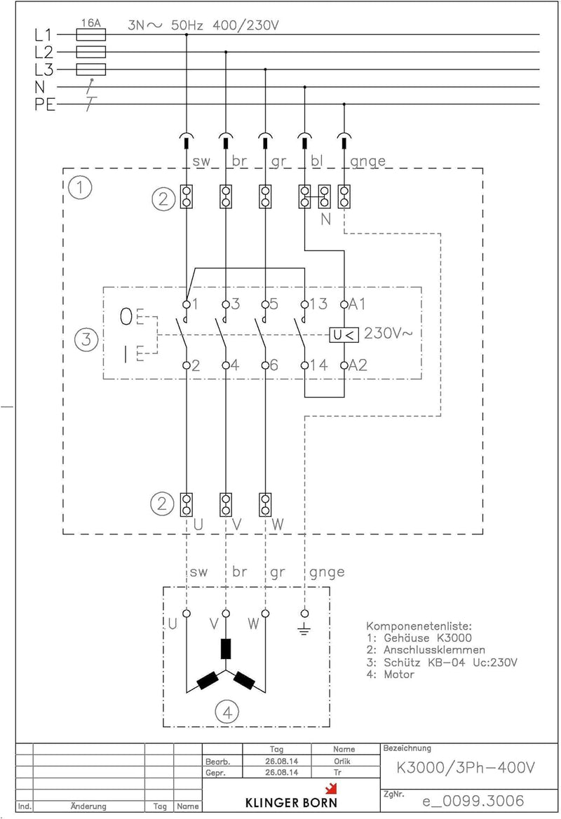 Starter Schalter K3000 3Ph 400V/4,0kW Unterspannungsauslösung