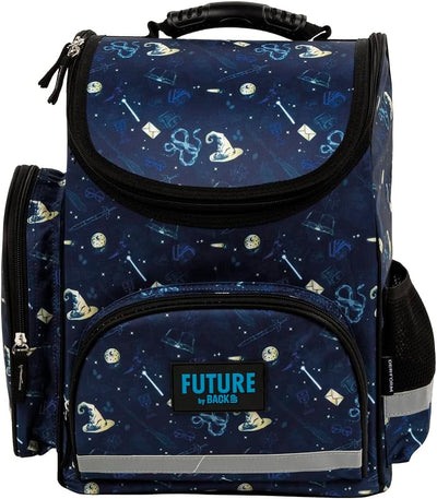 Mädchen Schulranzen-Set 4-TLG. Magic Ranzen 1. Klasse | Schul-Tasche Zauberstab Zauberhut | Blau | i