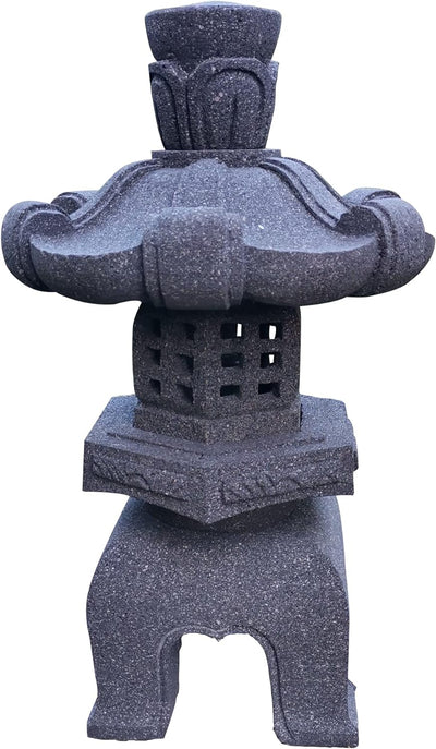 IDYL Stein-Laterne Lampe Yukimi aus Lavastein | frostfest |Höhe 50 cm | massives Naturprodukt | Deko