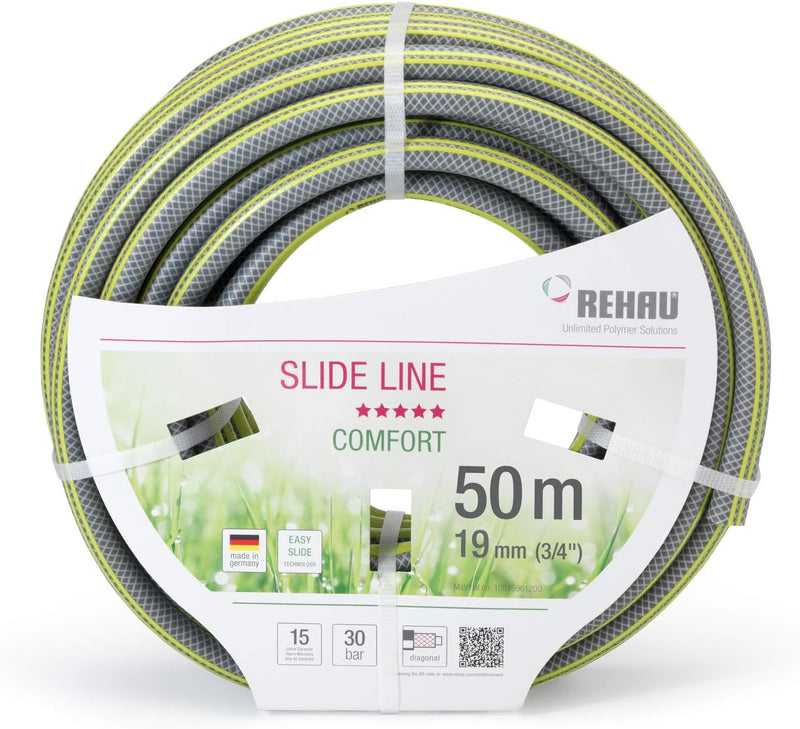 REHAU Gartenschlauch Slide LINE 3/4 Zoll 50m: sehr gleitfähig damit schmutzabweisend + Abriebfest, u