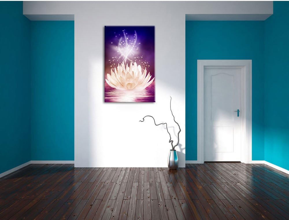 abstrakte Seerose, Format: 100x70 auf Leinwand, XXL riesige Bilder fertig gerahmt mit Keilrahmen, Ku