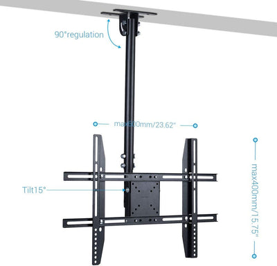 unho TV Deckenhalterung Schwenkbar Neigbar VESA 600x400 an Flachdach oder Dachschrägen für LED LCD P