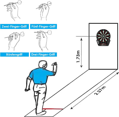 Elektronische Dartscheibe, E-Dart Dardboard mit 4 LCD-Anzeige und Ladeadapter Geeignet, 6 Darts und