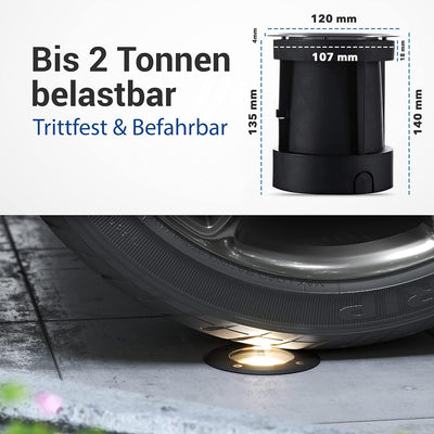 lambado® LED Bodenstrahler für Aussen in Schwarz - Wasserdicht & Befahrbar inkl. 5W GU10 Strahler ne