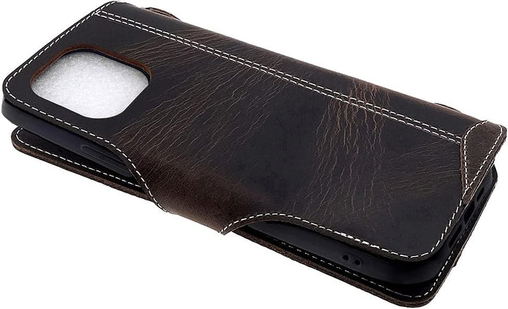 Yogurt Lederhülle für iPhone 13 Pro, Hülle Ledertasche Echtleder Case Handyhülle für iPhone 13 Pro,