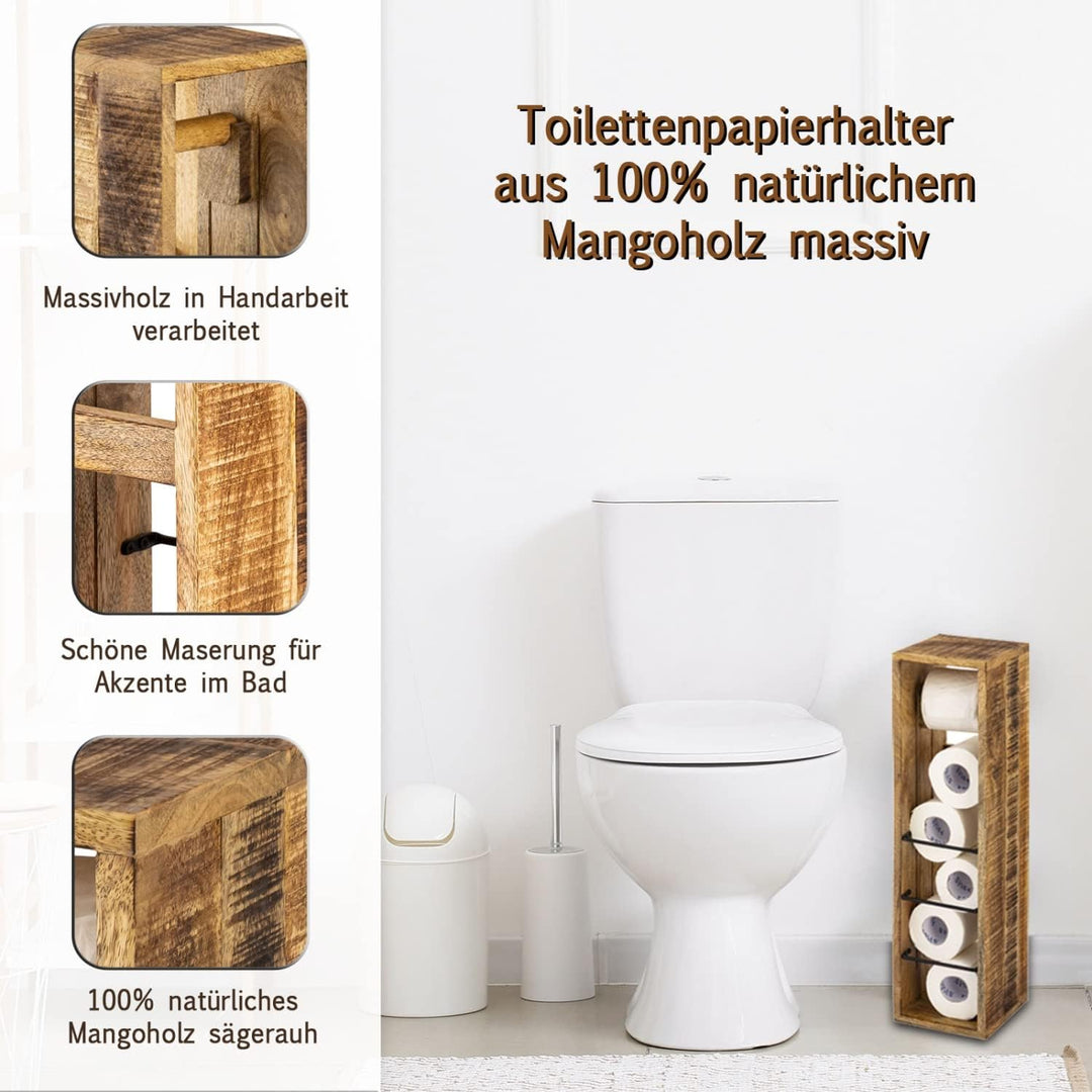casamia Toilettenpapierhalter Holz 17x17 H 65 cm Klopapierhalter Klorollenhalter aus quadratisch Man