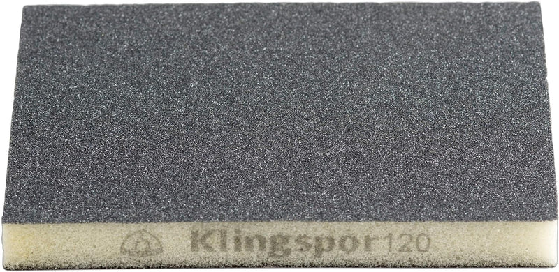 Klingspor 244379 SW 502 Schleifschwamm, flexibel, 2-seitig beschichtet, schwarz, 123X96X12,5 - Korn