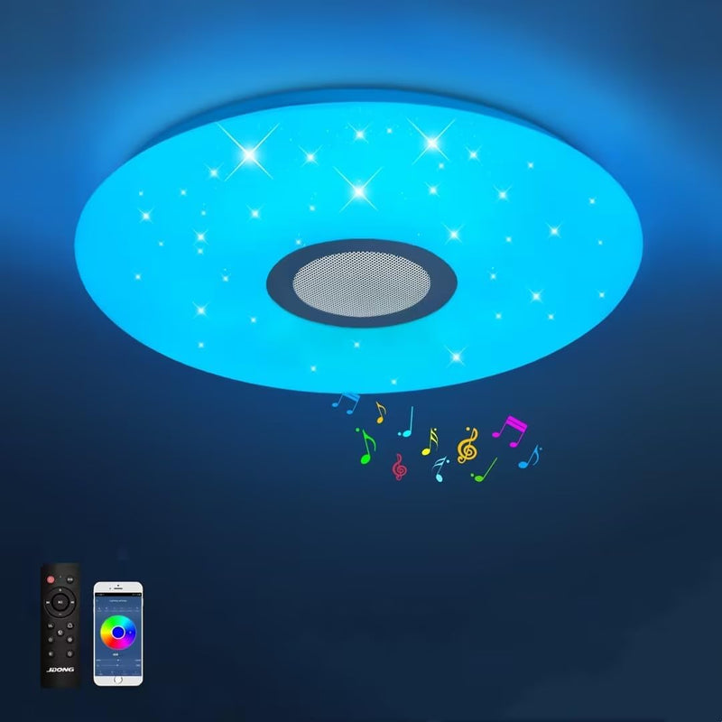 LED Deckenleuchte Dimmbar 24W mit Fernbedienung und App, Sternenhimmel Rund Deckenlampe Farbwechsel,