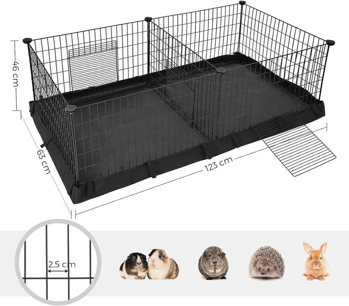 SONGMICS Gehege für Meerschweinchen, Kleintiergehege, Freilaufgehege, mit Trennwand, 2 Separate Bere