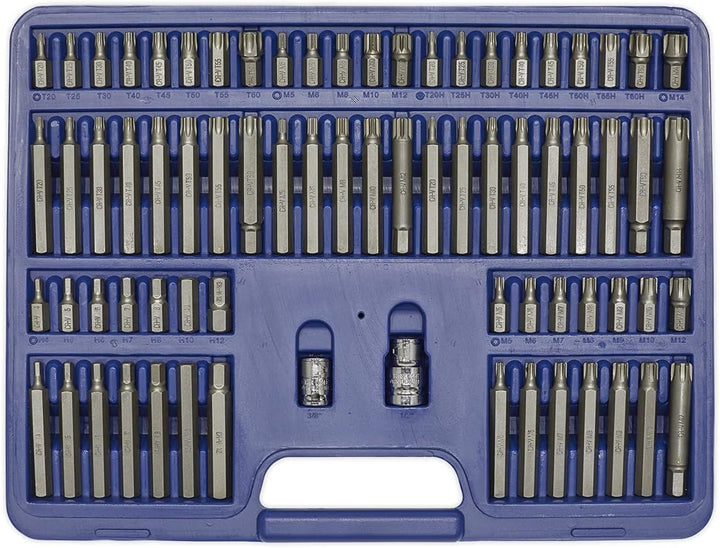 Sealey Ak21974 TRX/Security TRX/Hex/Spline/Ribe Bit Set 74Pc 3/8In & 1/2In Sq Dr