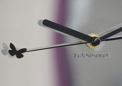 FLEXISTYLE Grosse Moderne Wanduhr Schmetterling rund 30cm, 15 Schmetterlinge, Wohnzimmer, Schlafzimm
