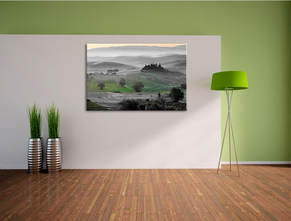 herrliche Toskana Landschaft schwarz/weiss Format: 100x70 auf Leinwand, XXL riesige Bilder fertig ge