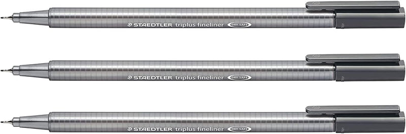 Staedtler Triplus Fineliner Pens gray color 3 Pcs./Pack, 3 Pcs./Pack