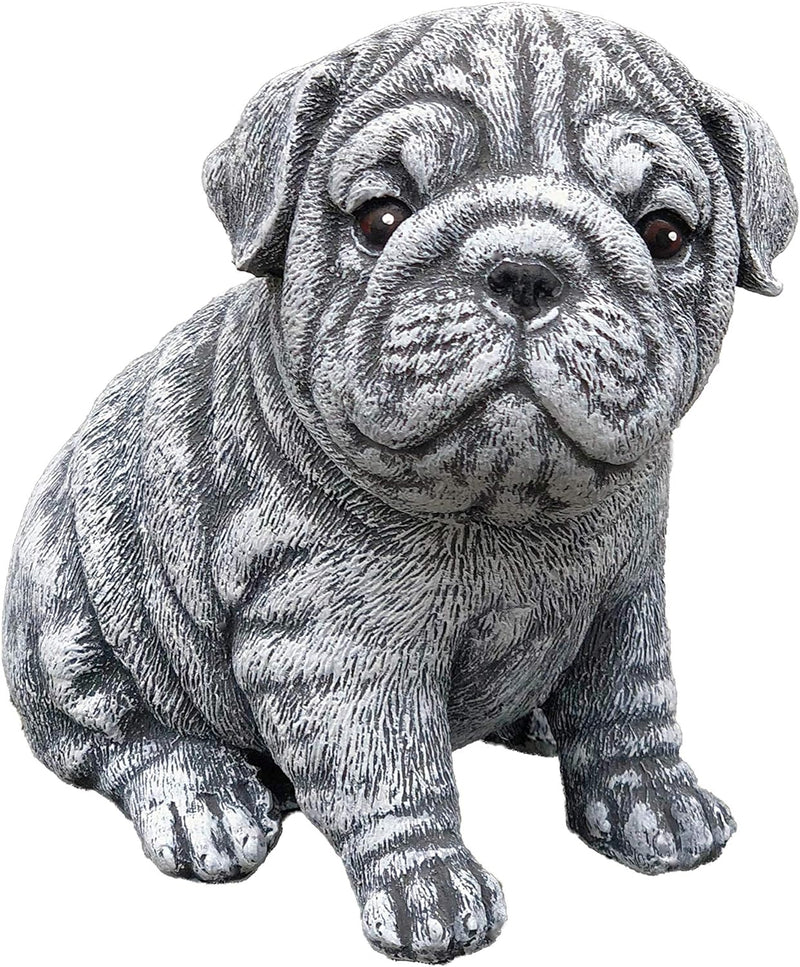 stoneandstyle Steinfigur Bulldogge Welpe massiver Steinguss frostfest wetterfest bis -30°C