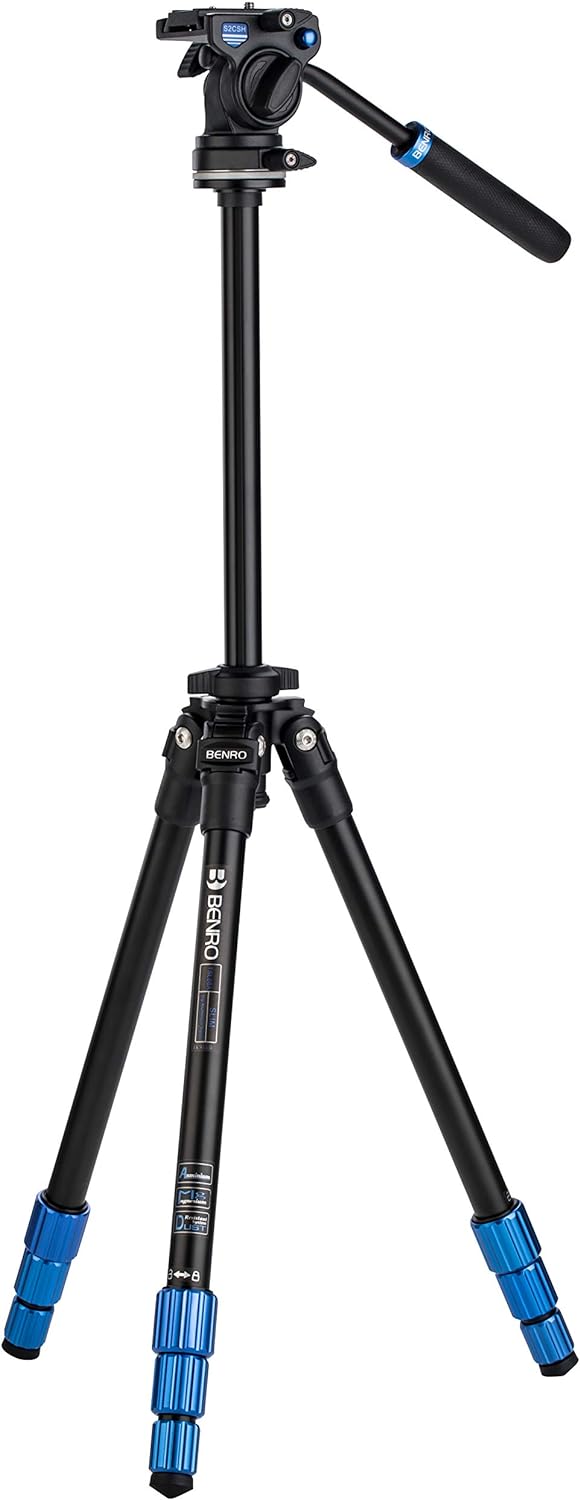 BENRO Kit Trepied Slim Vidéo + Tête S2C - TSL08AS2CSH Aluminium, Aluminium