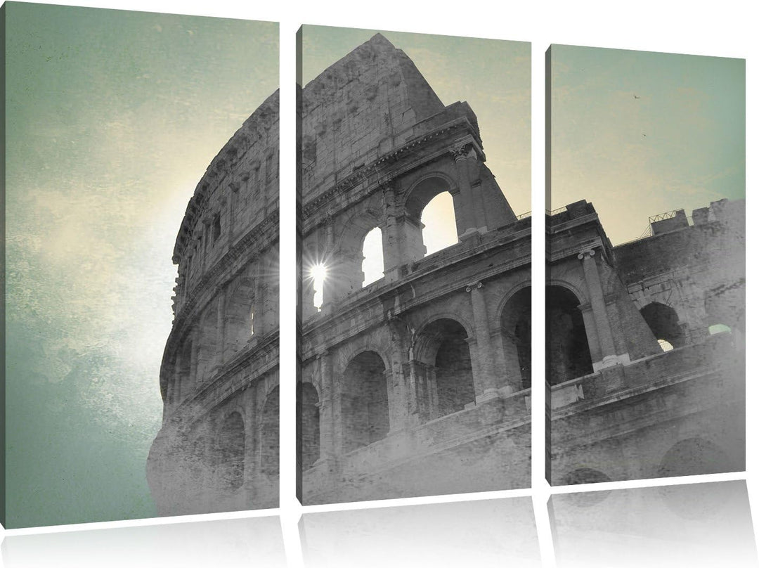 Pixxprint antikes Kolosseum in Rom als Leinwandbild/Grösse: 3 Teilig (120x80 cm) cm/Wandbild/Kunstdr
