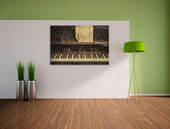 Pixxprint Klavier mit Notenblatt als Leinwandbild/Grösse: 100x70 cm/Wandbild/Kunstdruck/fertig bespa