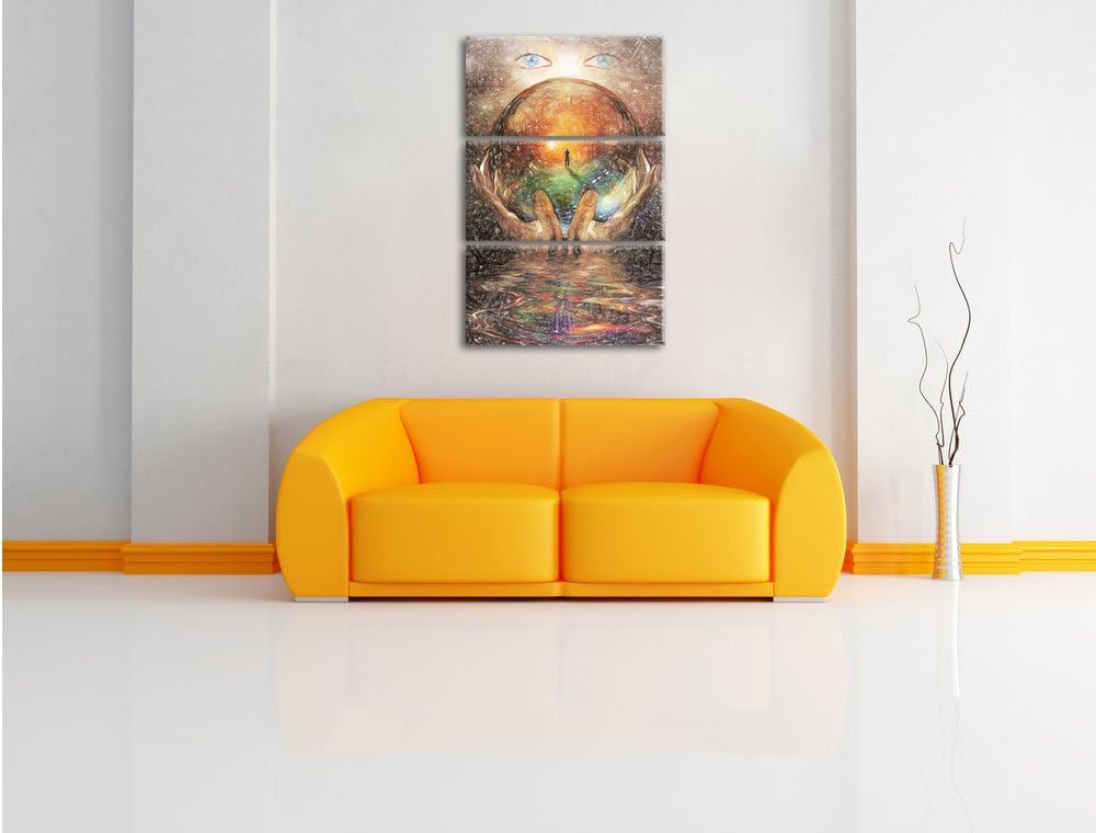 Pixxprint Glaskugel mit Hintergrund als Leinwandbild/Grösse: 3 Teilig (120x80 cm) cm/Wandbild/Kunstd