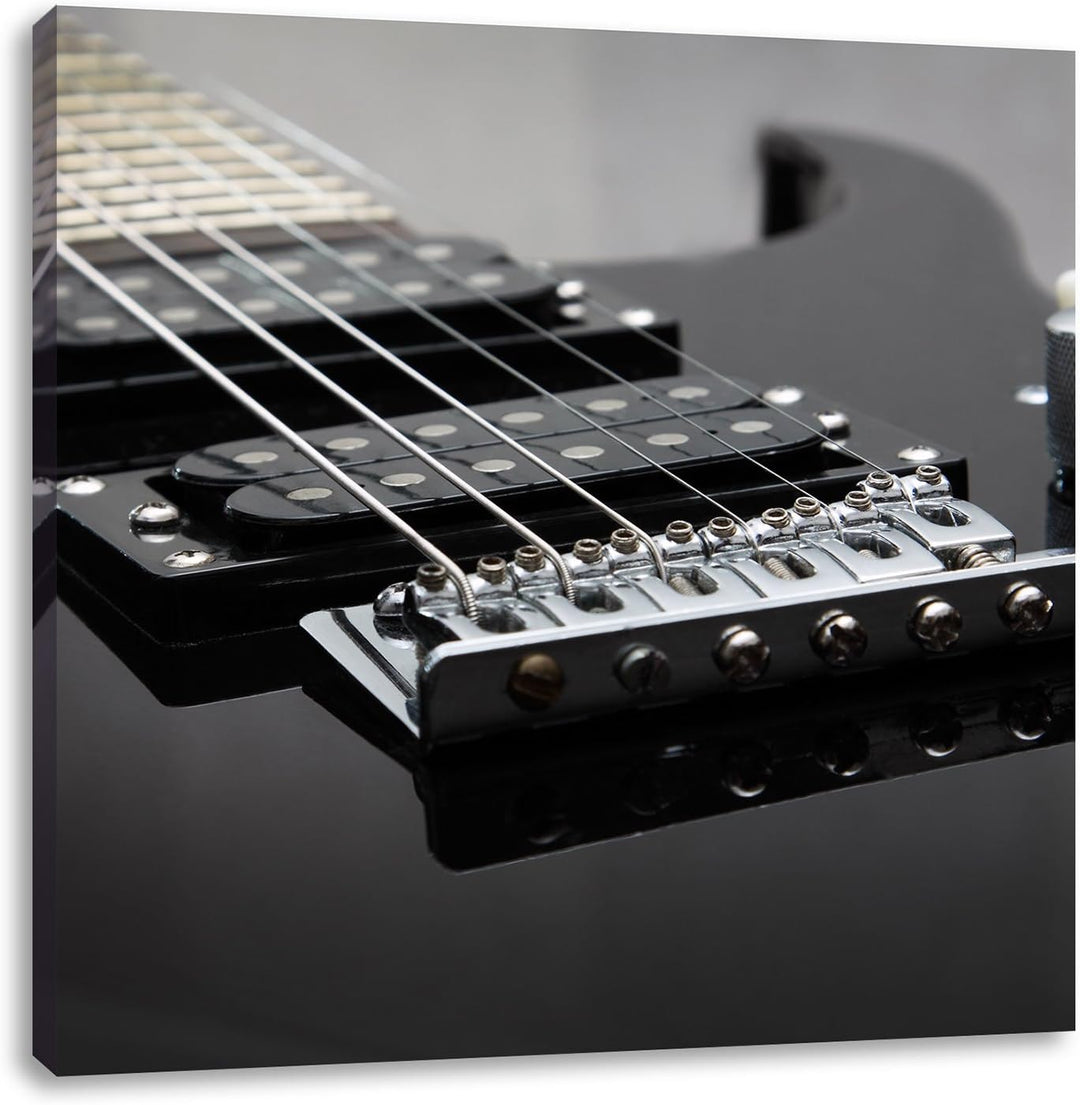 Pixxprint Black E-Guitar, Format: 70x70 auf Leinwand, XXL riesige Bilder fertig gerahmt mit Keilrahm