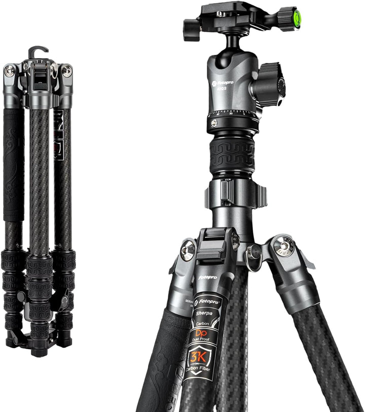 Fotopro Kohlefaser-Stativ, 152,4 cm, 360-Grad-Kugelkopf, Schnellwechselplatte, Kamerastativ, kompati