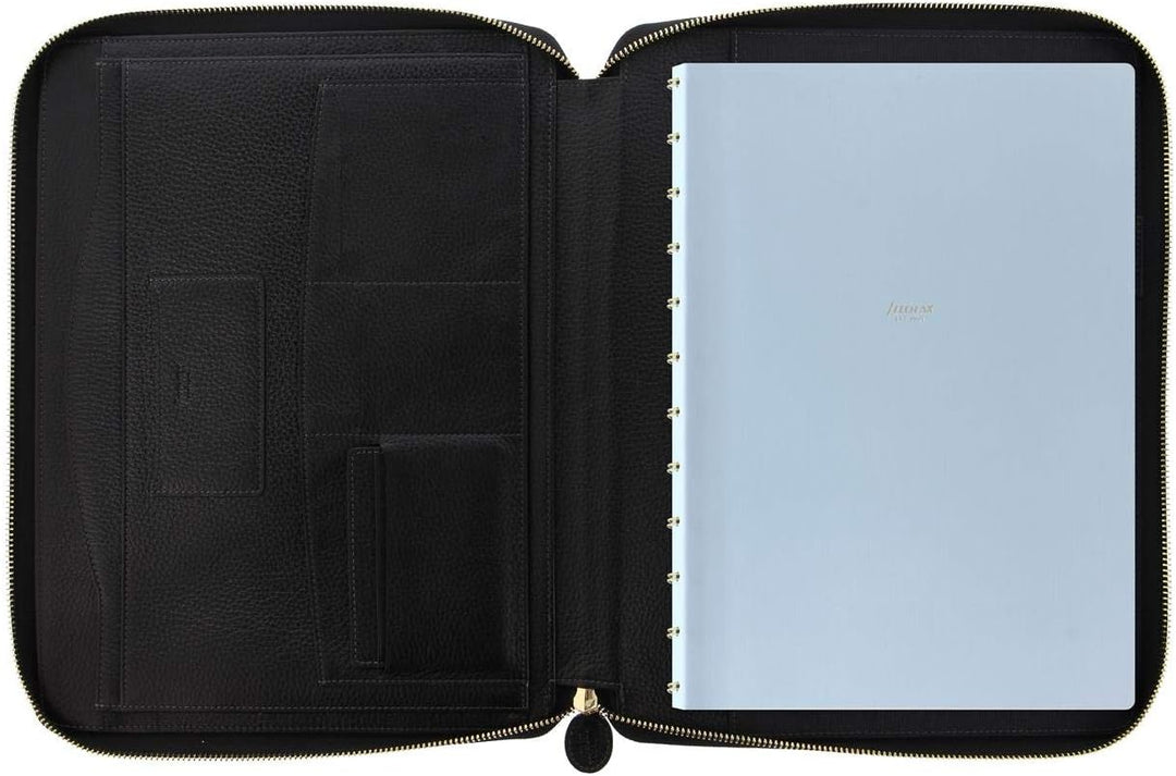 Filofax A4 Schreibmappe Leder Konferenzmappe Classic Stitch ZIP Schwarz Folder 840030