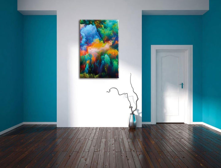 Pixxprint Farbflash Holi, Format: 100x70 auf Leinwand, XXL riesige Bilder fertig gerahmt mit Keilrah