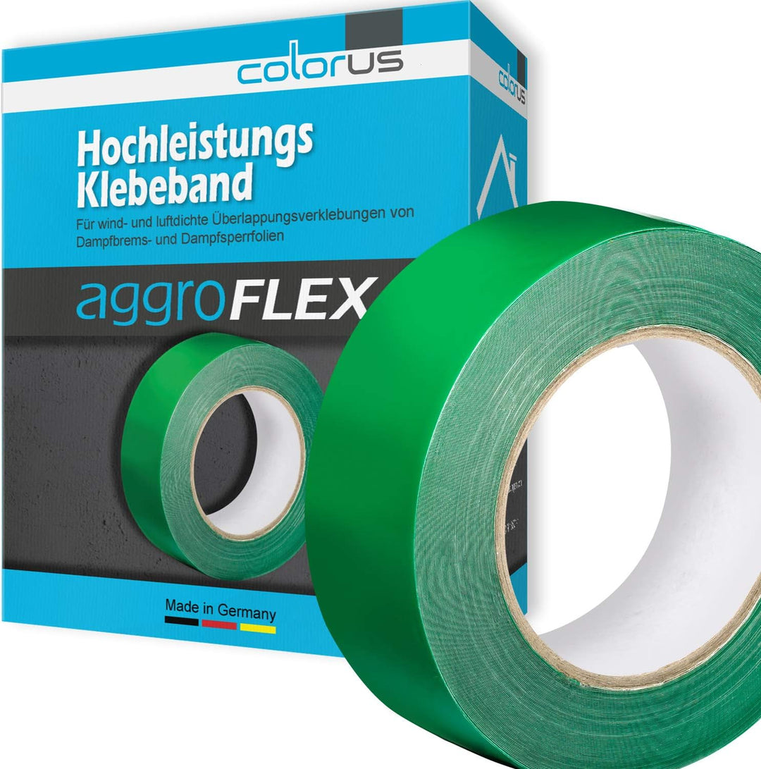 4 x Colorus Dampfsperrklebeband aggressiv klebend 50 mm x 25 m | Folienklebeband für Dampfbremse | D