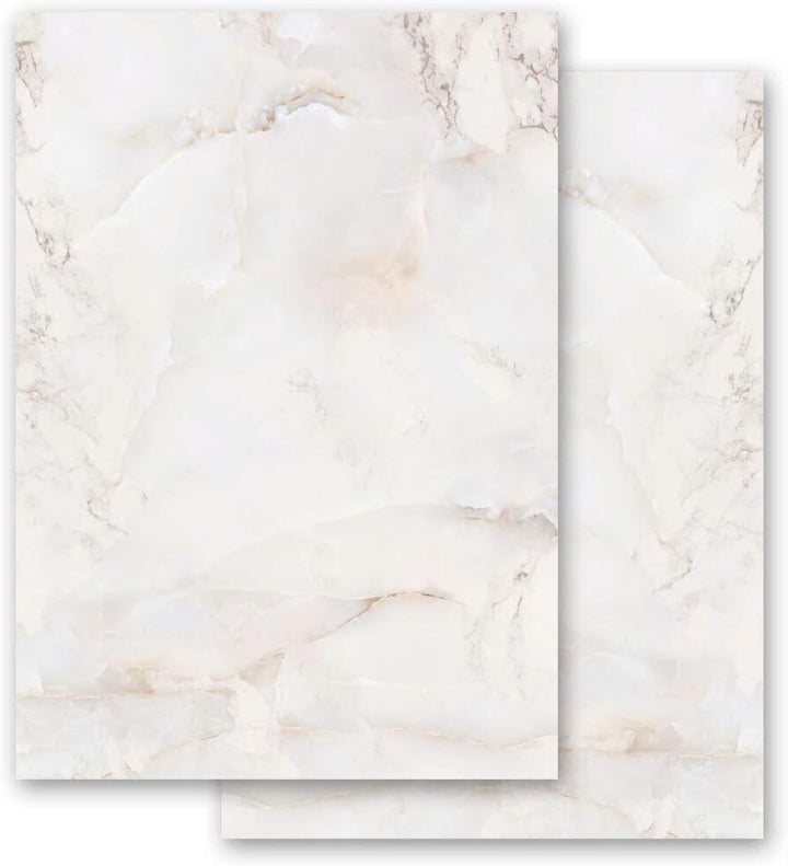 Briefpapier Sets Marmor & Struktur, MARMOR NATUR 100 Blatt Briefpapier + 100 passende Briefumschläge