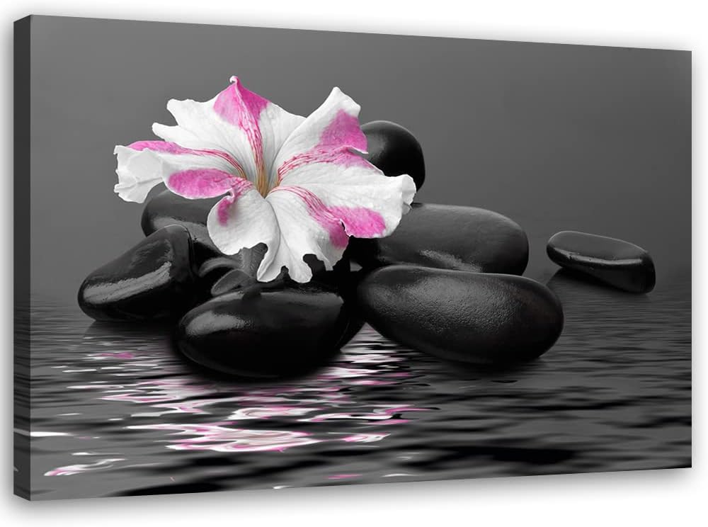 Feeby Vlies Leinwandbild XXL Steine Wasser Spa Zen 120x80 cm Wandbild Kunst Bilder Schlafzimmer Deko