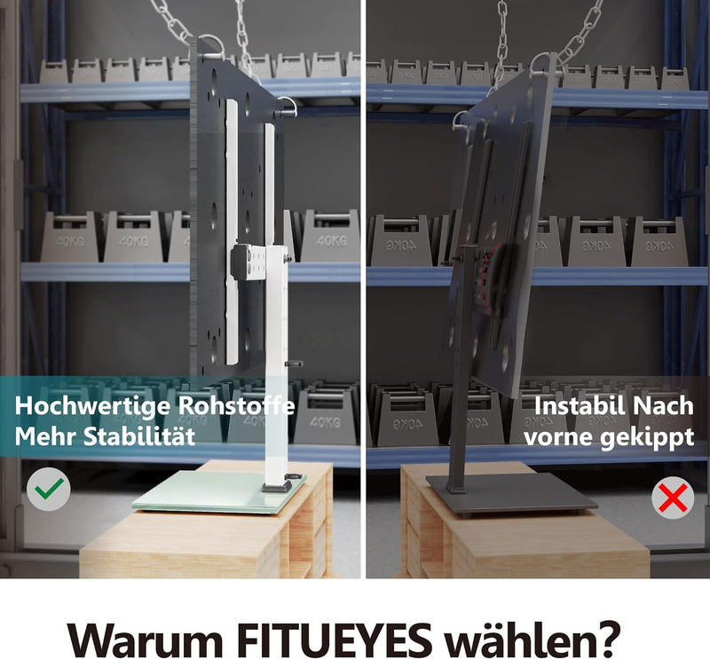 FITUEYES TV Standfuss TV Ständer für 27-55 Zoll LCD LED OLED Plasma Flach & Curved Fernseher Höhenve