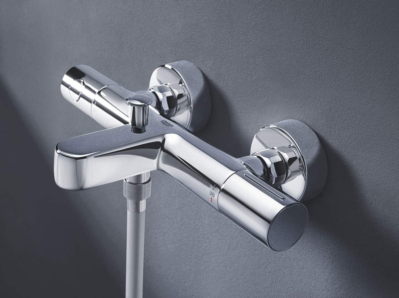 GROHE Grohtherm 800 Cosmopolitan - Thermostat-Wannenbatterie (S-Anschlüsse, mit ergonomischem Metall