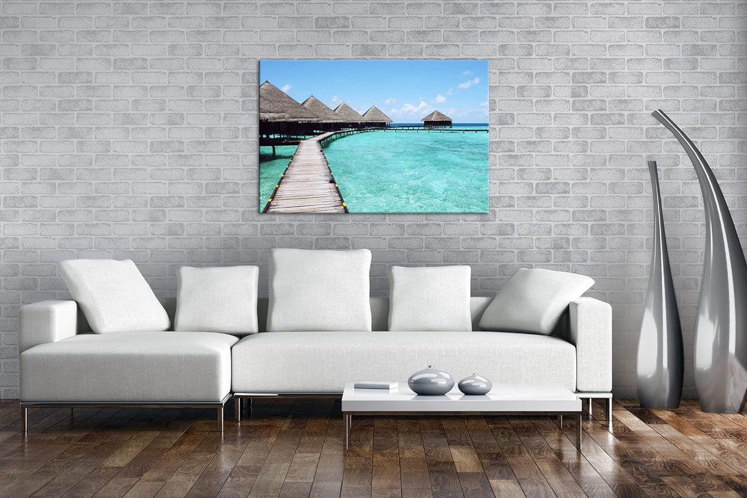 deyoli Paradis am Meer im Format: 80x60 als Leinwandbild, Motiv fertig gerahmt auf Echtholzrahmen, H