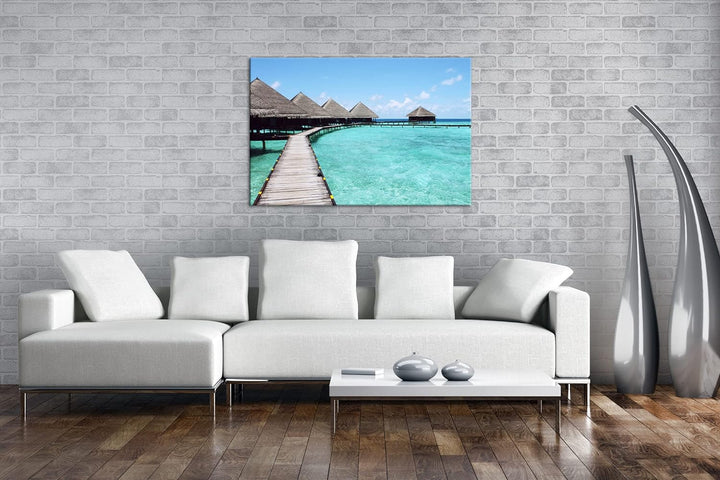deyoli Paradis am Meer im Format: 80x60 als Leinwandbild, Motiv fertig gerahmt auf Echtholzrahmen, H