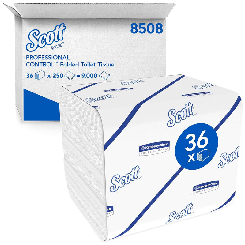 Scott Control Einzelblatt-Toilettenpapier 8508 – 2-lagiges Toilettenpapier – 36 Packungen x 250 Blat