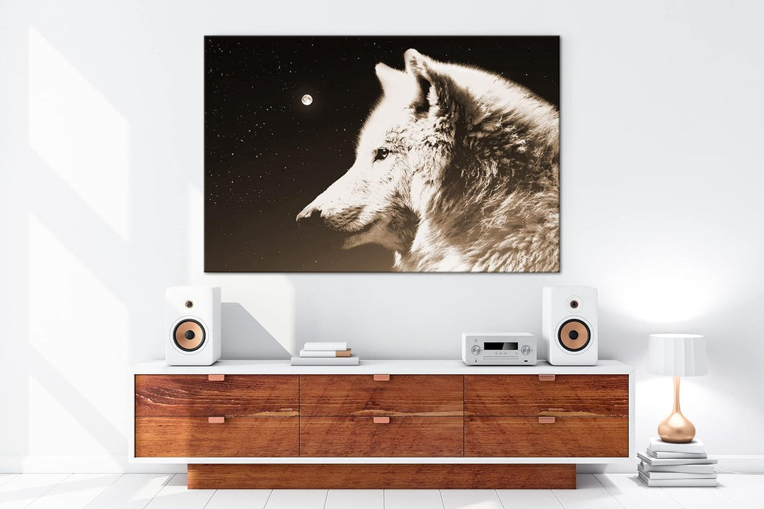 deyoli einsamer stolzer Wolf Format: 80x60 Effekt: Sepia als Leinwandbild, Motiv fertig gerahmt auf
