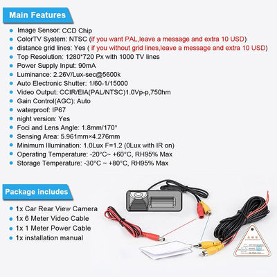 1280x720 Pixels 1000TV Lines Auto Rückfahrkamera Einparkhilfe Replacement for Mercedes-Benz GLA GLC